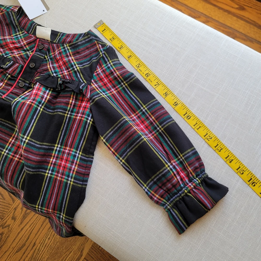 New! J Crew sz 4 Crewcuts Girls Flannel Nightgown PJ Black Tartan Plaid NWT
